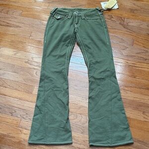 True Religion Olive Green Flare Jeans
